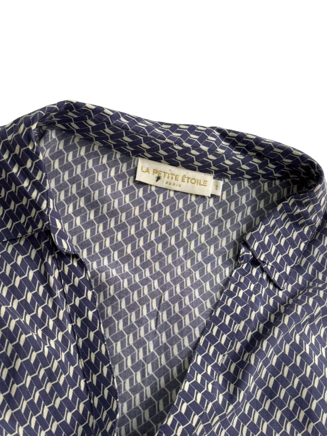 Le Petite Etoile Navy Patterned Button-Up Dress – 5