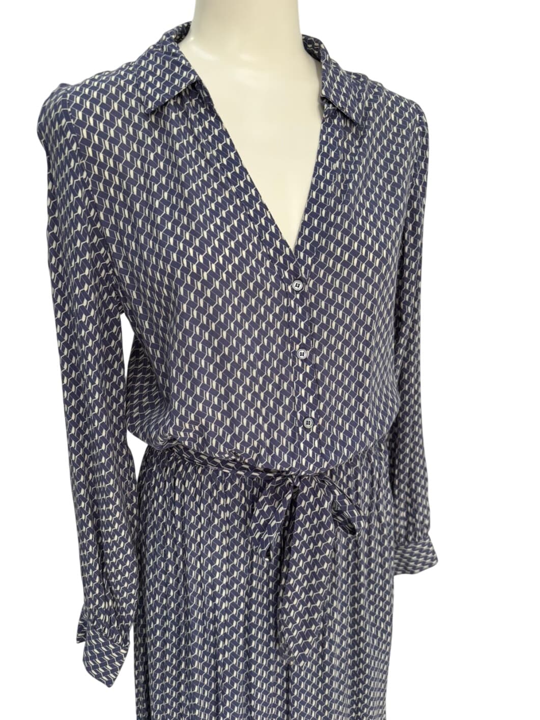 Le Petite Etoile Navy Patterned Button-Up Dress – 2