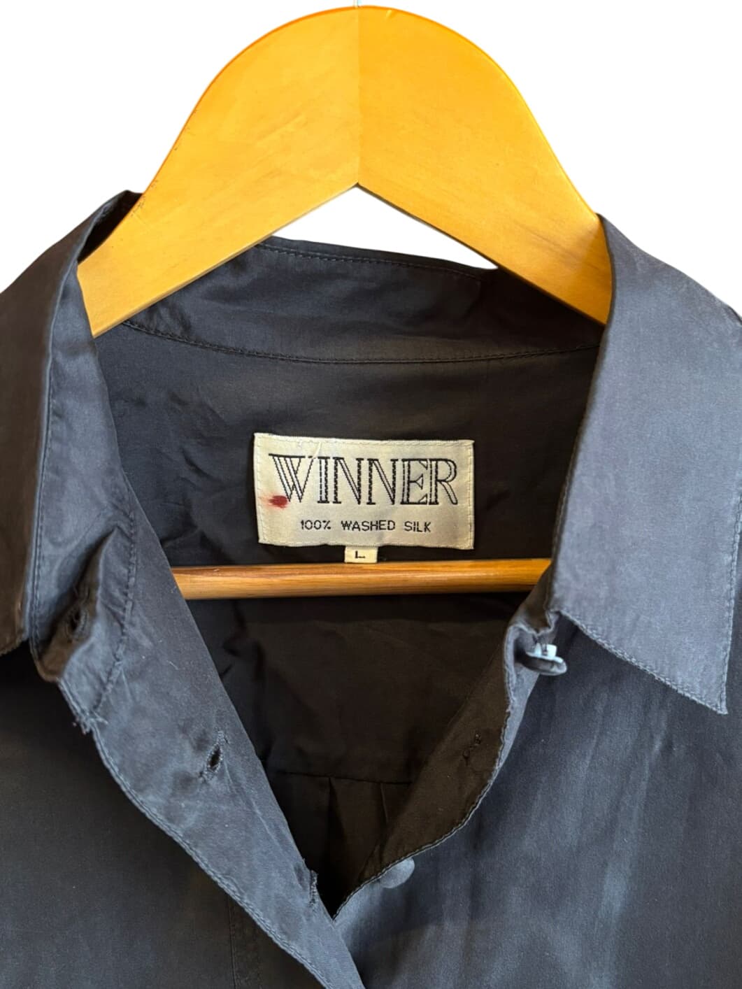 Winner 100% Washed Silk Black Short Sleeve Button-Up Shirt – 3